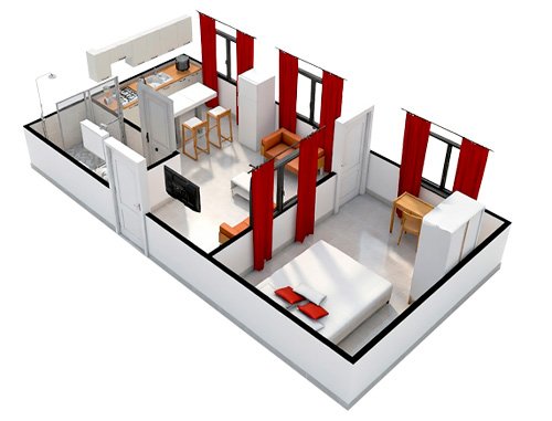 Plano 1 dormitorio